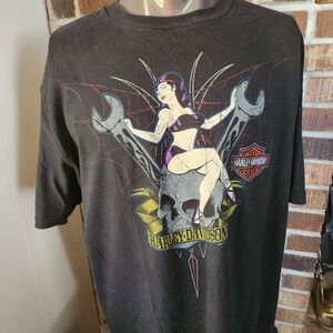Harley-Davidson Tatoo Naughty Pin-Up & Skull  Tee Black Size XL Michigan Biker